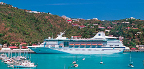 Cruise ship docked at Charlotte Amalie on St. Thomas